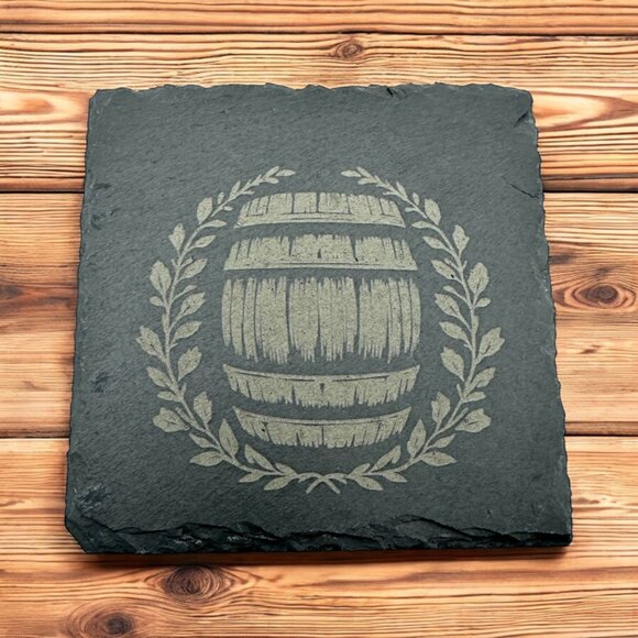 Rustic Farm Theme Slate Coaster Set | Highland Cow Barn Tractor Barrel - Picture 7 of 8